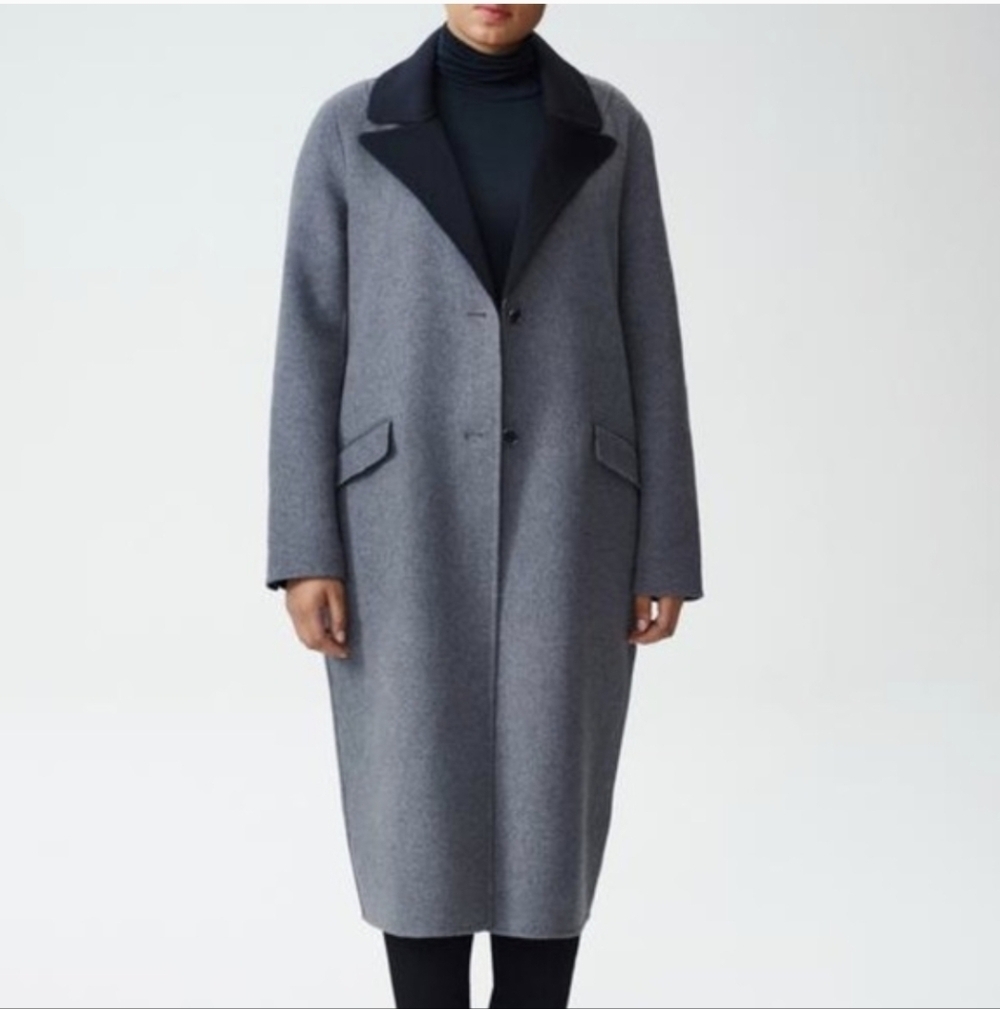 Universal Standard Kiran Doubleface Reversible Lapel Gray Trench Coat
